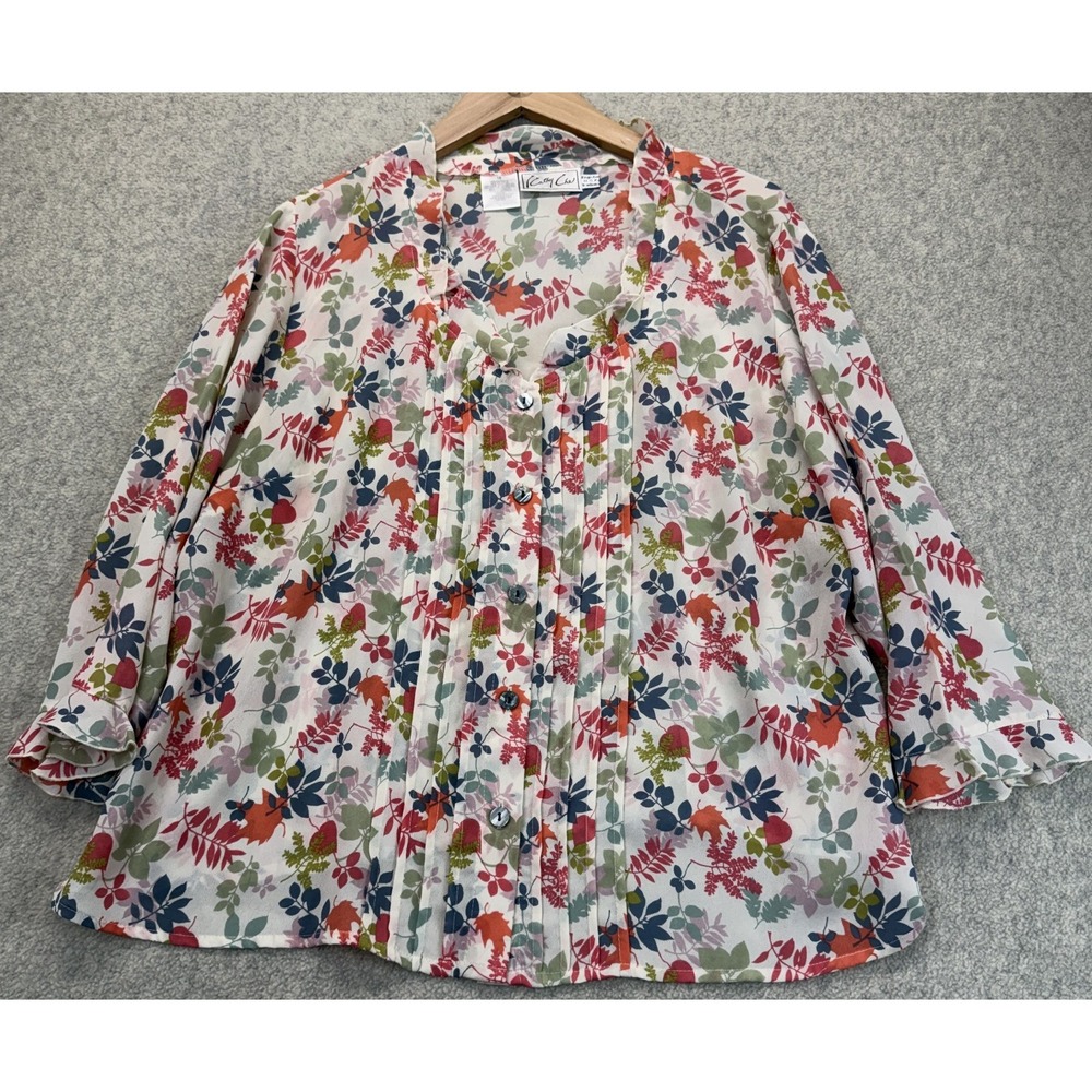 Kathy Che Womens Blouse Top White Long Ruffle Sleeve Botanical Floral Peasant 18